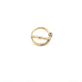 14k Yellow Gold .25ct G SI1 Center Round Diamond/ along the side .30ct G SI1 Round Diamond Bamboo Criss/Cross Ring